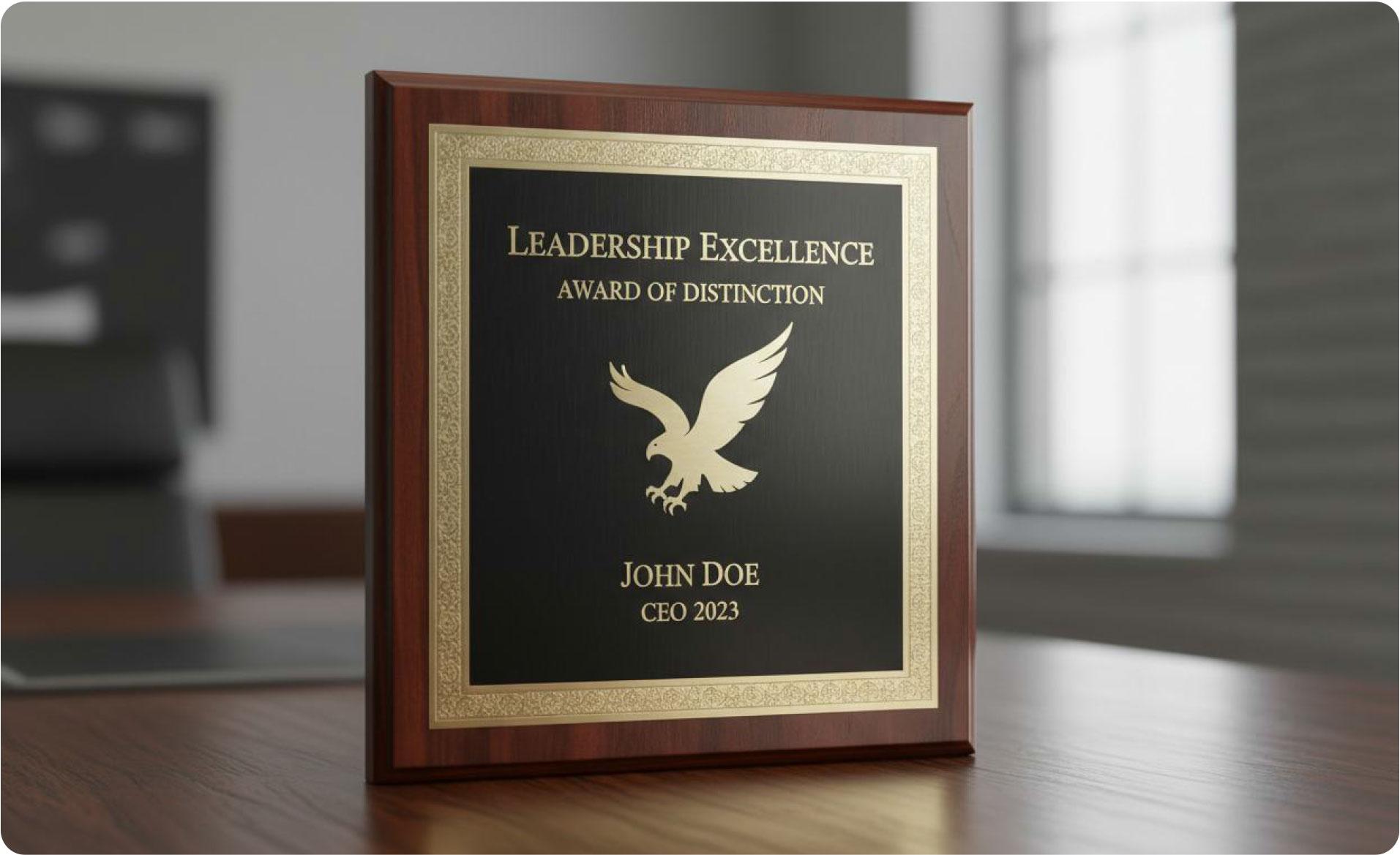 Industry Leadership Award plaque